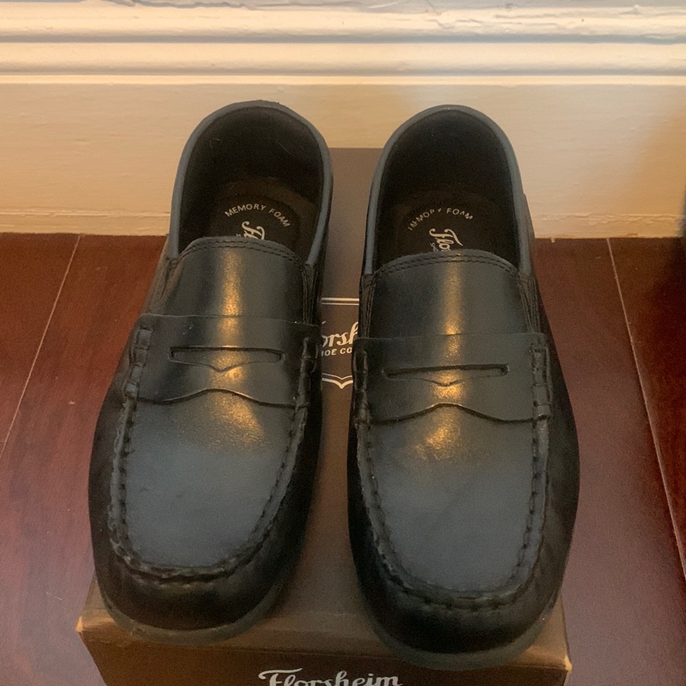 Black leather boy’s Florsheim loafer